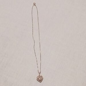 Silver Filigree Heart Pendant Necklace